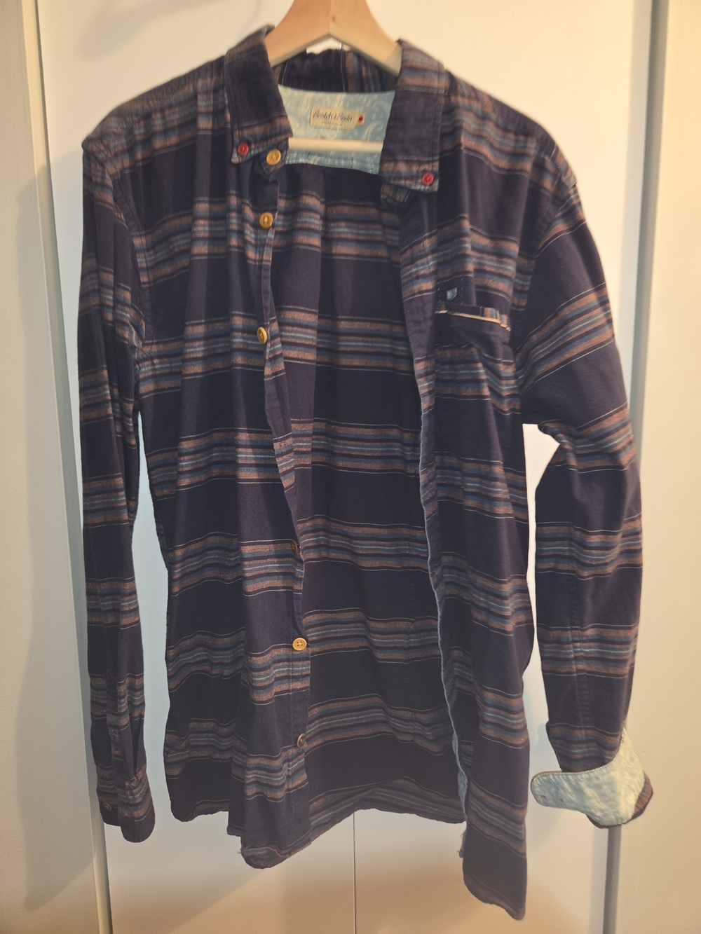 Scotch & Soda Navy Striped Cotton Button-Down Shirt